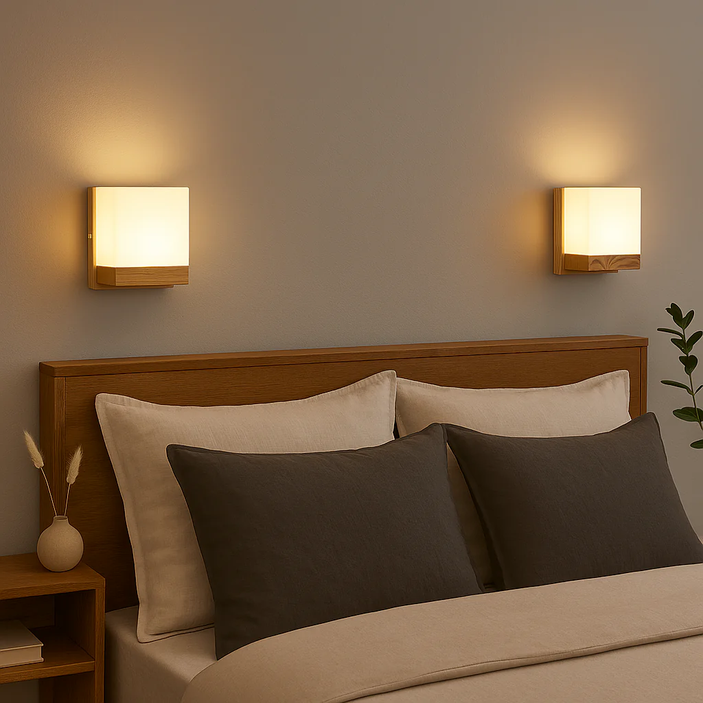 Contemporary Glass Metal Wood Wall Light