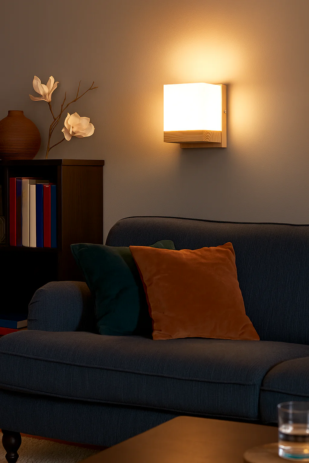 Contemporary Glass Metal Wood Wall Light - Image 2