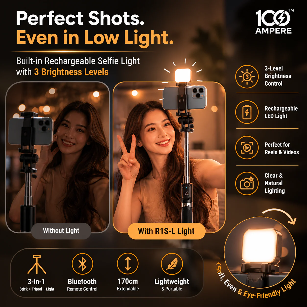 Content Creator Combo Kit - Selfie Tripod + Wireless Mic - Image 9