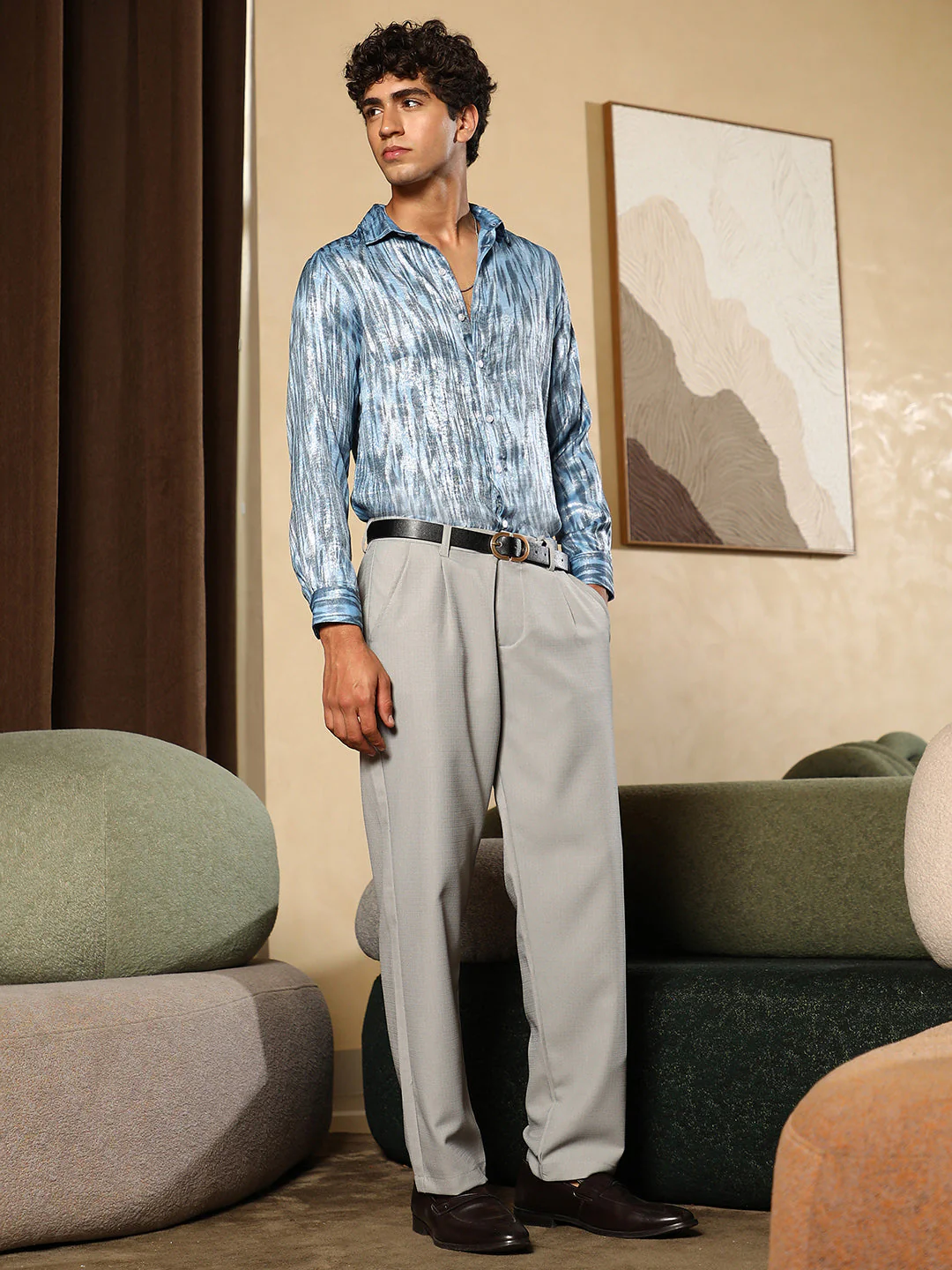 Contrast-Abstract Imprint Shirt - Image 6