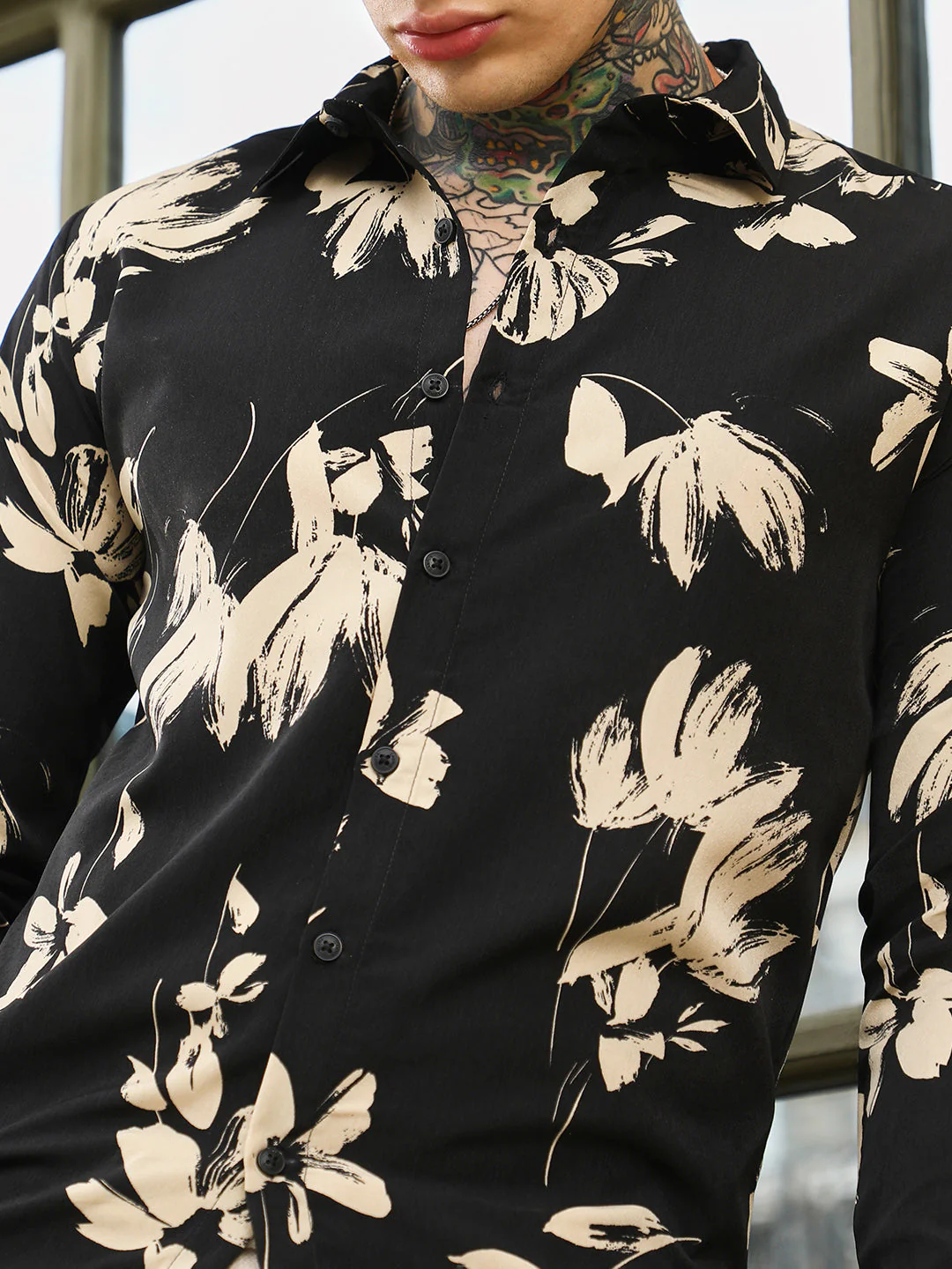 Contrast-Petalia Imprint Shirt - Image 7