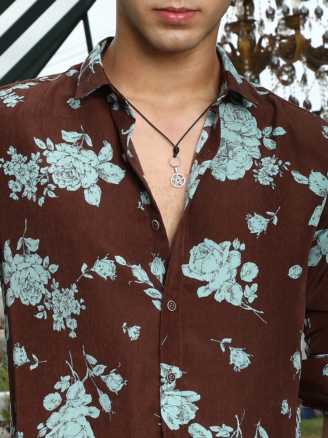 Contrast-Roses Imprint Shirt - Image 7