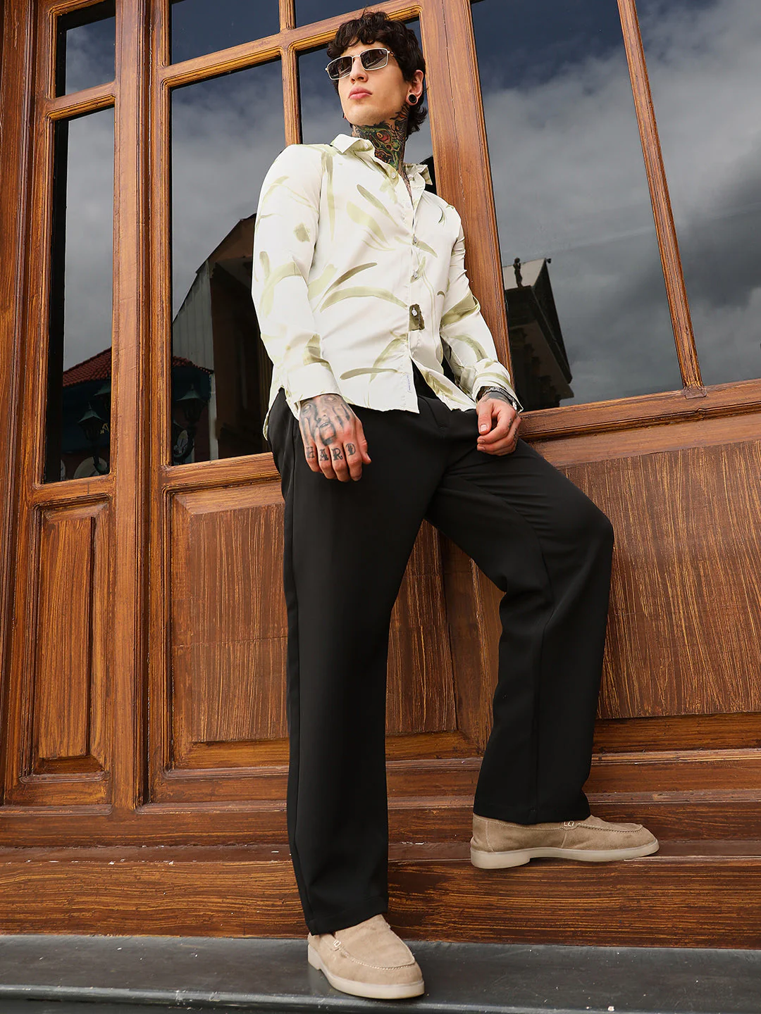 Contrast-Strokes Imprint Shirt - Image 6