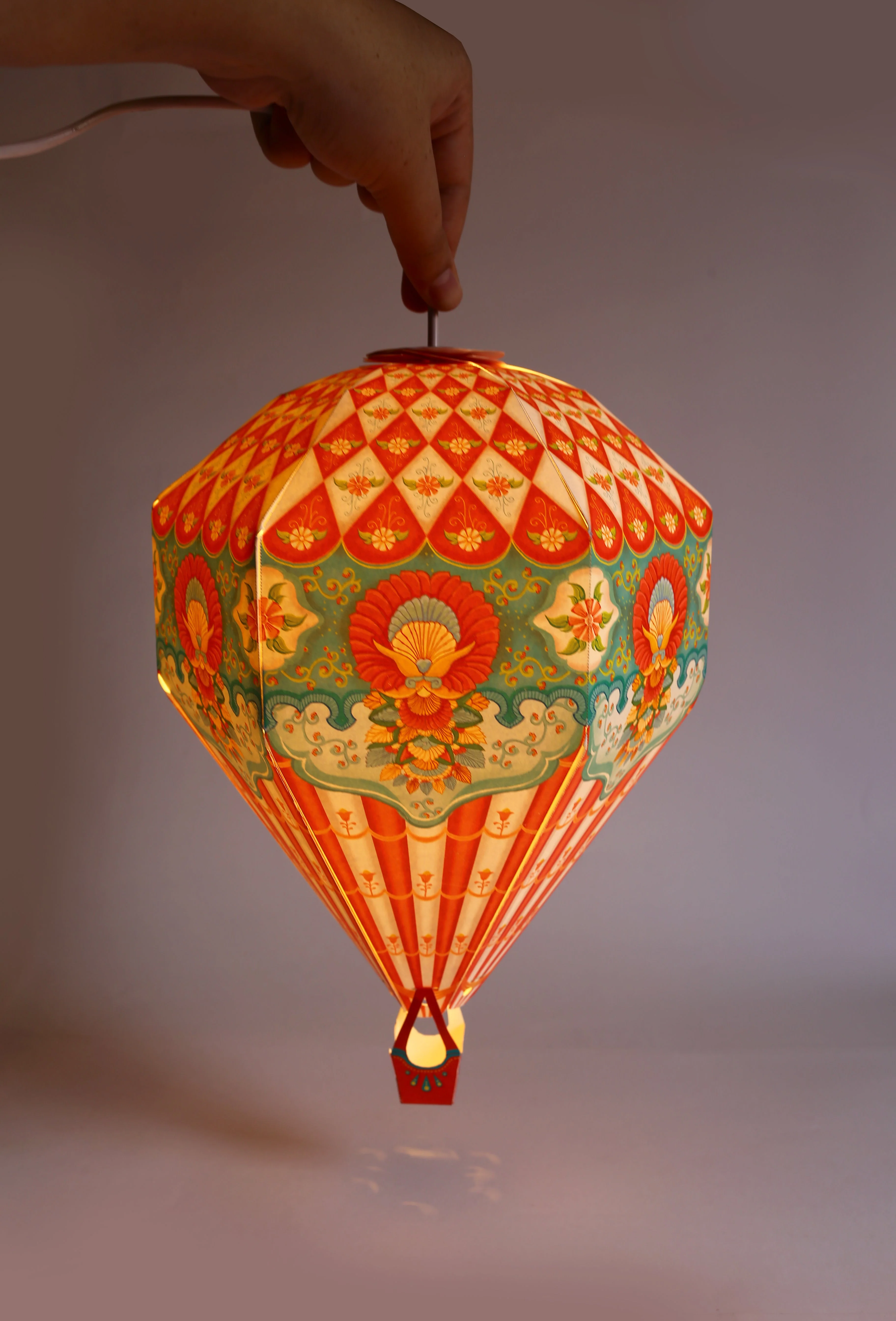 Convenience Pack with Bulb & Wire: Big Red Hot Air Balloon Paper Lamp - Image 10