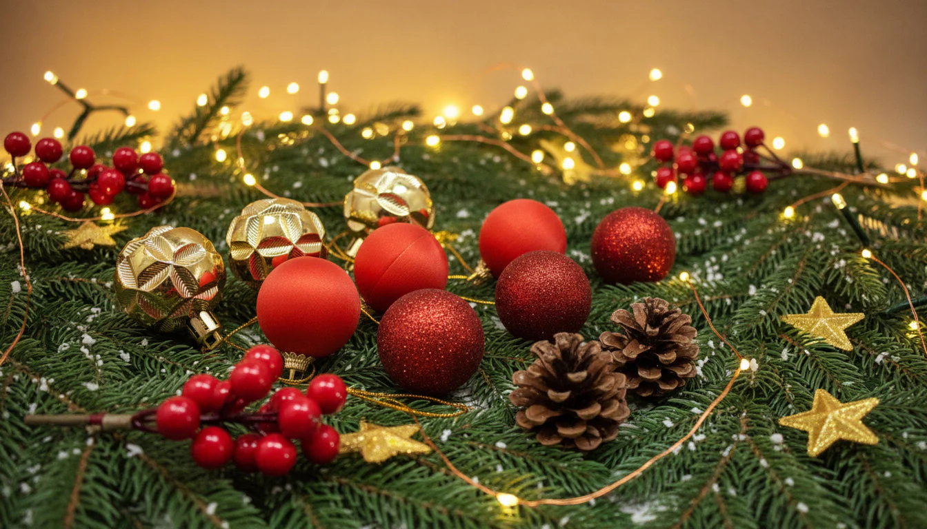 Coral Tree 12-Piece Hanging Christmas Ornament Set – 4 Style Mix of Red, Gold & Pinecones - Image 5