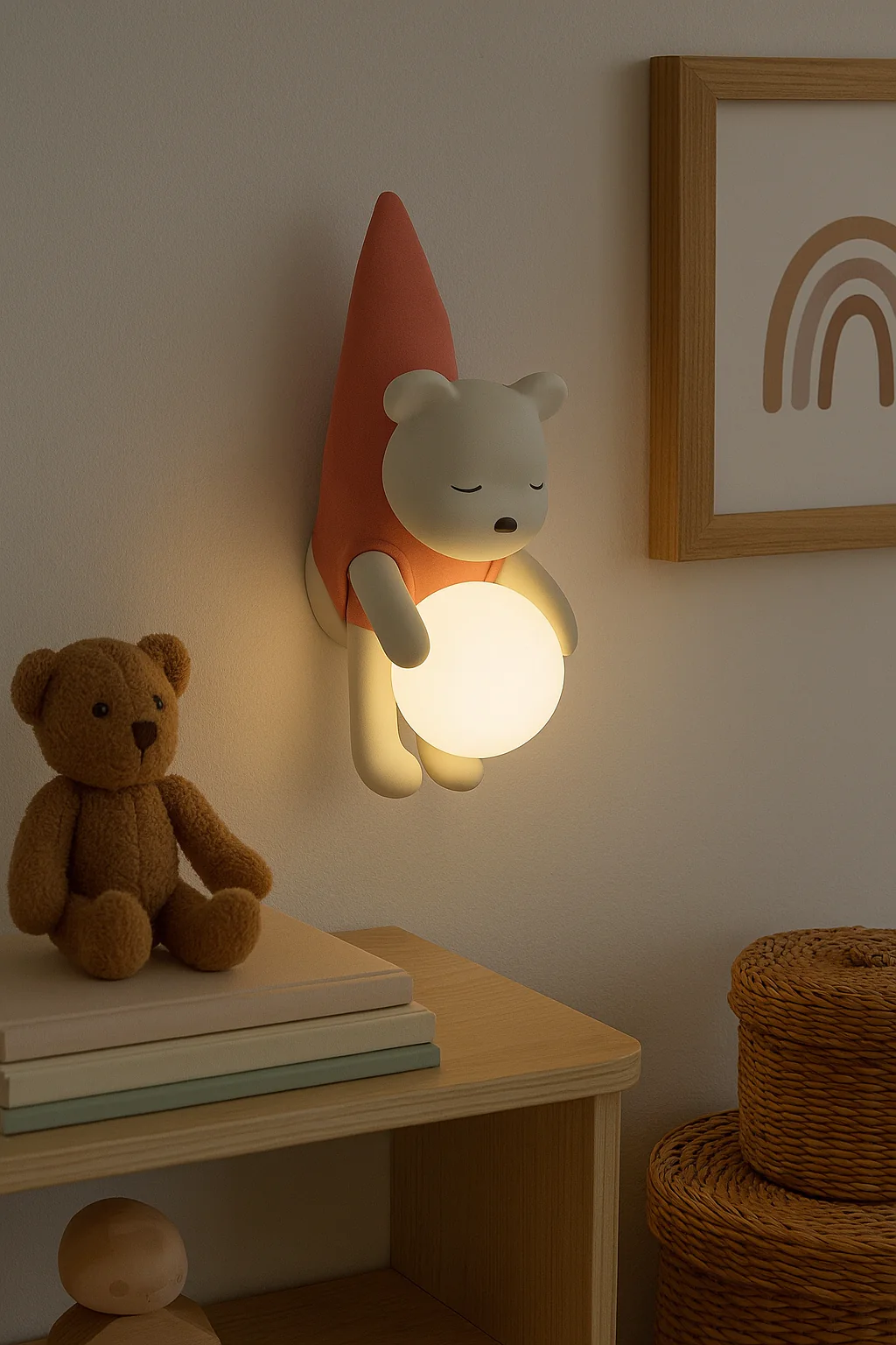 CORAL TREE Cartoon Wall Light, LED Wall Light for Kids Room, Little Bear Wall Light, Cute Wall Light, 8W 3000K Hardwired Wall Light for Kids Room, Nursery - Image 2