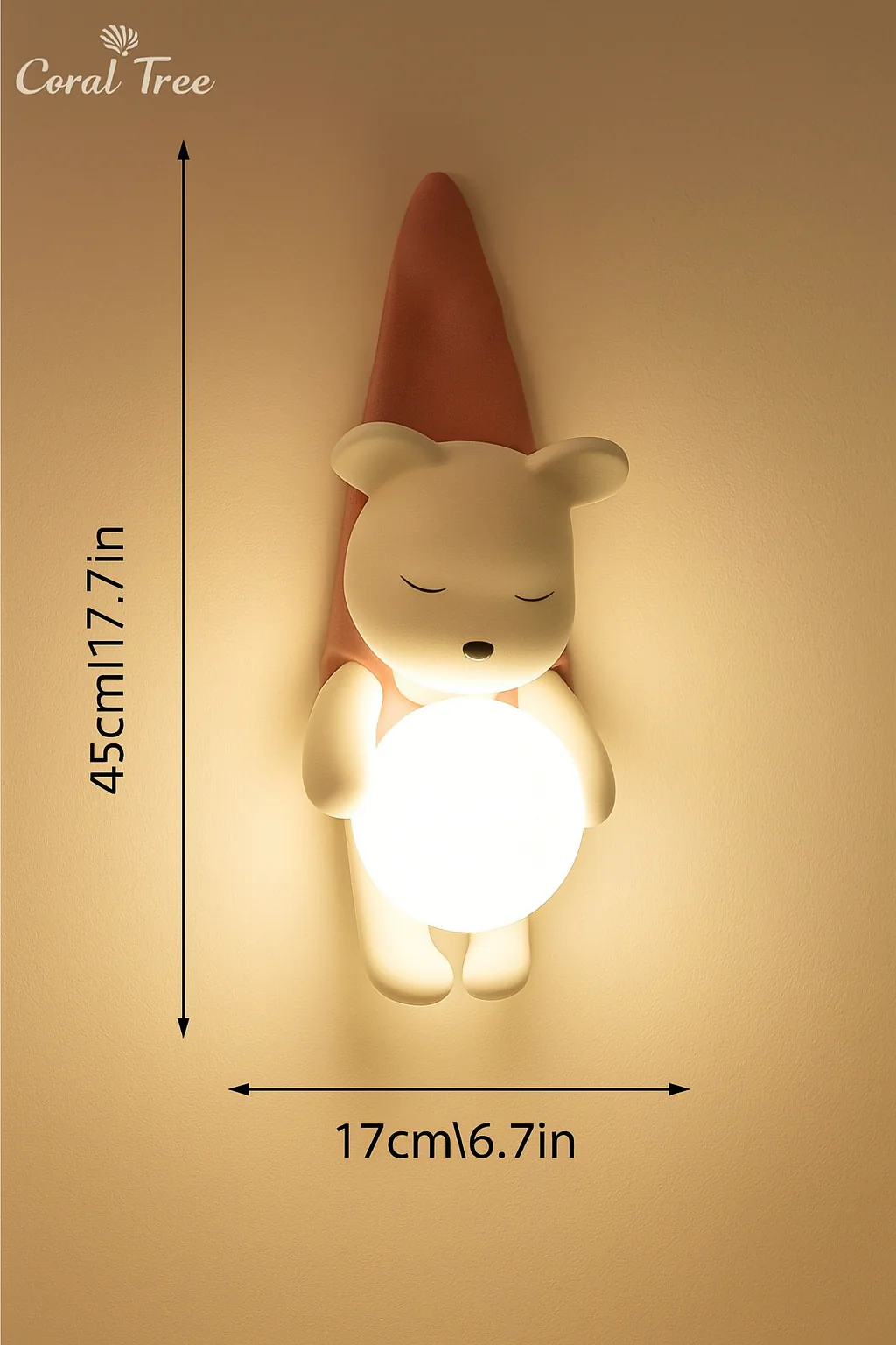 CORAL TREE Cartoon Wall Light, LED Wall Light for Kids Room, Little Bear Wall Light, Cute Wall Light, 8W 3000K Hardwired Wall Light for Kids Room, Nursery - Image 7