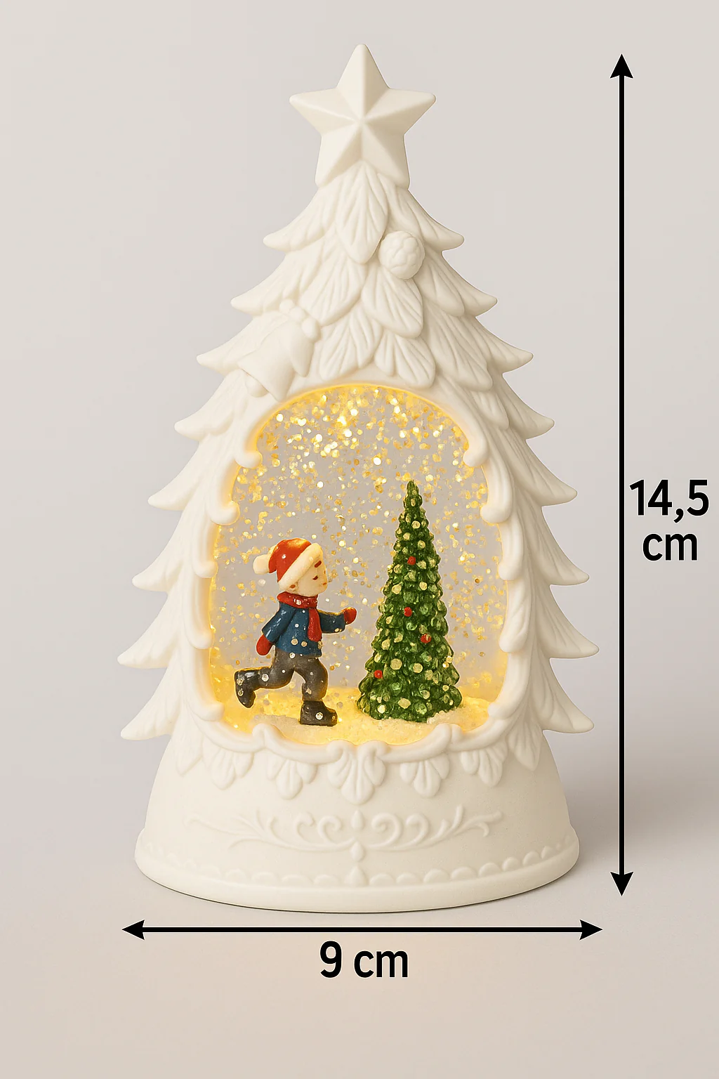Coral Tree Ceramic LED Snow Tree Light with Glitter & Warm Glow – Christmas Décor Lamp - Image 5