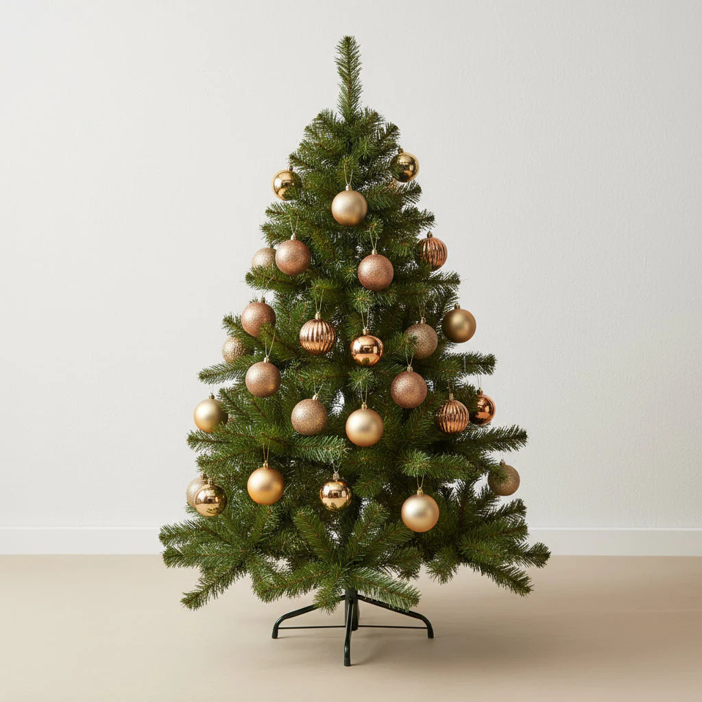 Coral Tree Christmas Ball Set – 16 Copper, Gold & White Ornaments - Image 4