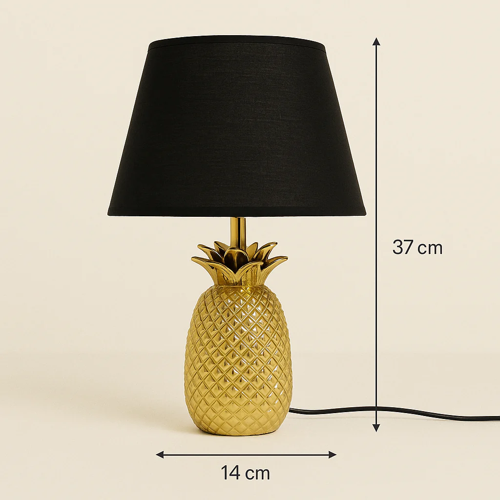 Coral Tree golden Pineapple Table Lamp with Black Fabric Shade - Image 2