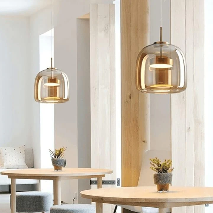 CORAL TREE LED Gold Finish Amber Glass Bedside Pendant/Hanging Light Ceiling Lamp Lighting Fixture - Tricolour Light (White, Warm White, Natural White) - Image 5