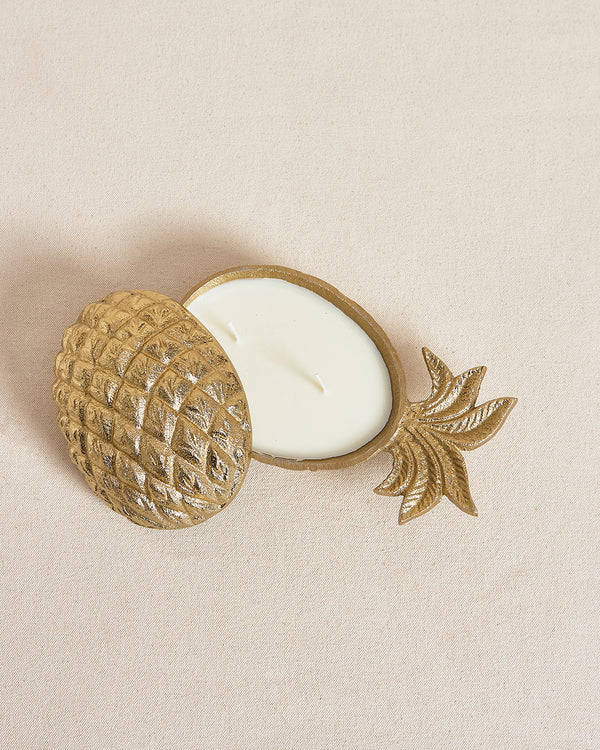 Coral Tree Pineapple Shaped Decorative Candle Holder with Lid – Gold Finish, 2-Wick Wax Candl - Image 4