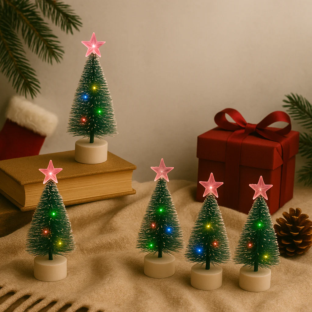 Coral Tree Set of 5 LED Fiber Optic Mini Christmas Trees – Color-Changing, Battery Operated 🎄 - Image 3