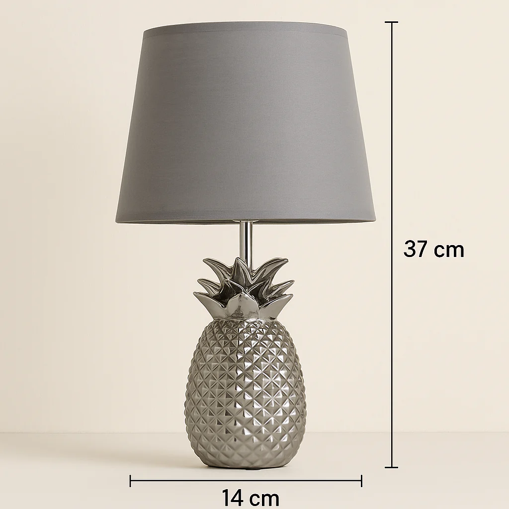 Coral Tree Silver Pineapple Table Lamp with Grey Fabric Shade - Image 4