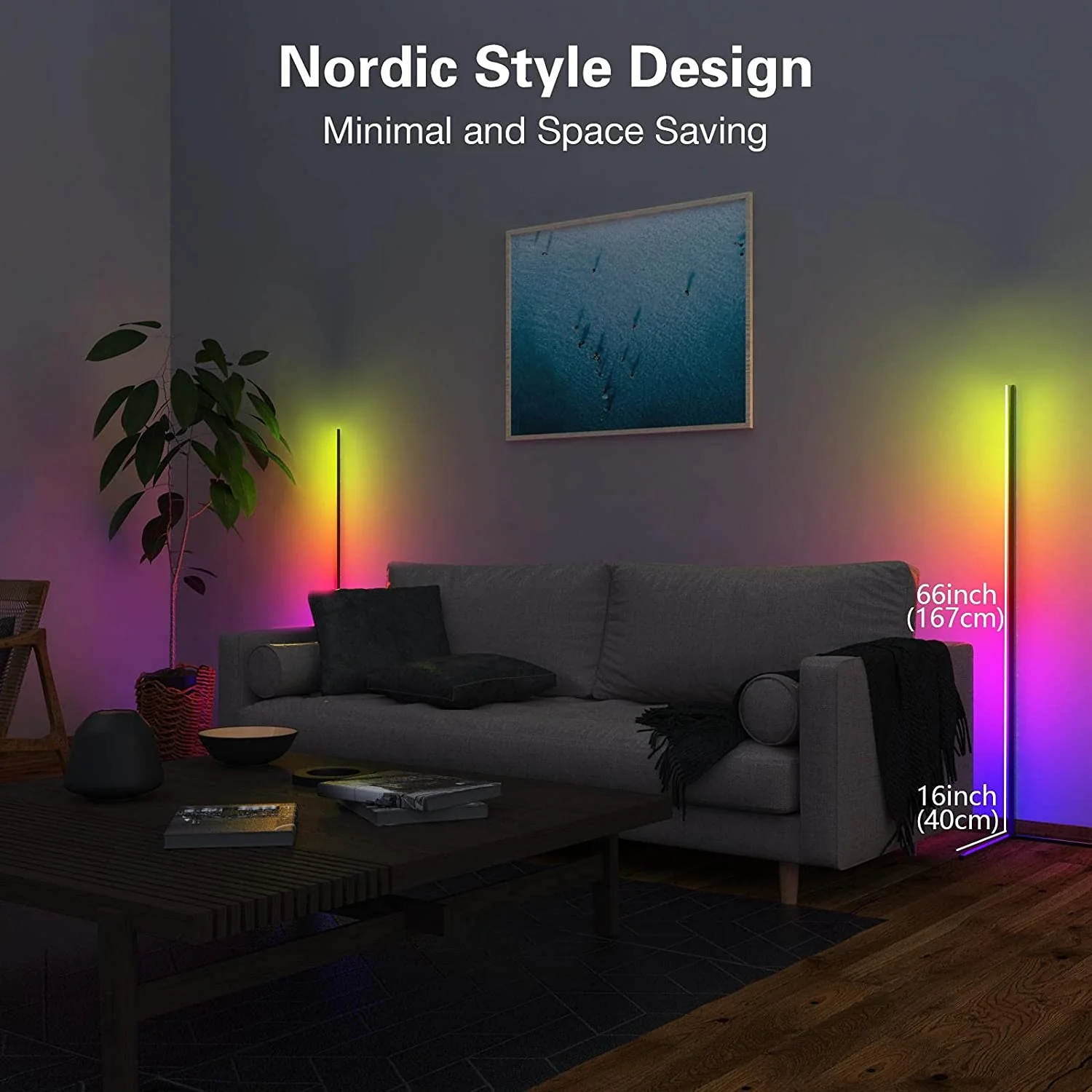 Corner Vertical Floor Lamps with App-Based Control System - Image 5