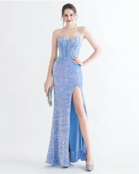 Corset Bodice Off Shoulder Sequin Gown