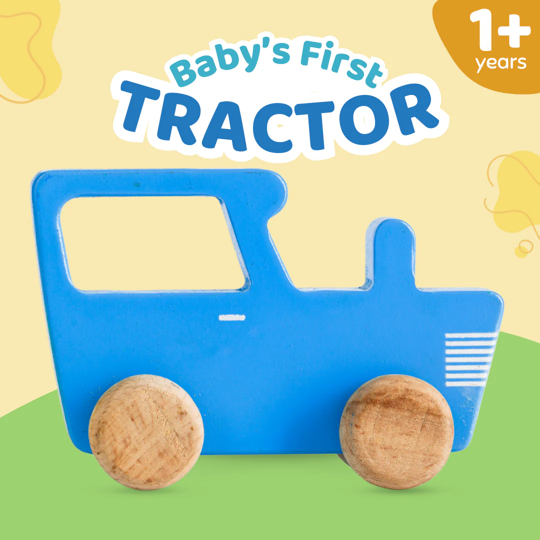 Cots and Cuddles Wooden Blue Tractor Toy for Kids - Image 2