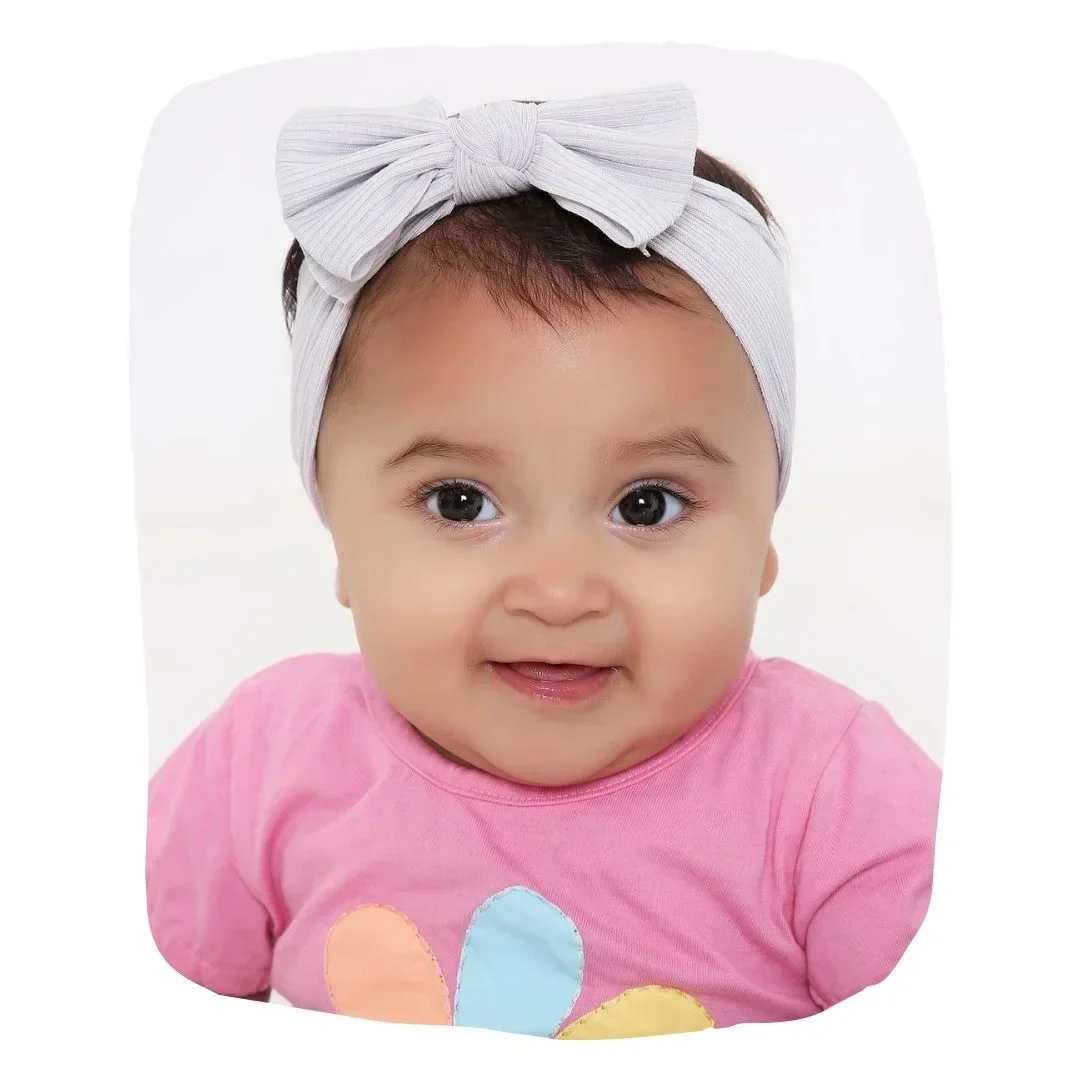 Cotton Baby Headband: Grey Bow Knot Style by Arendelle