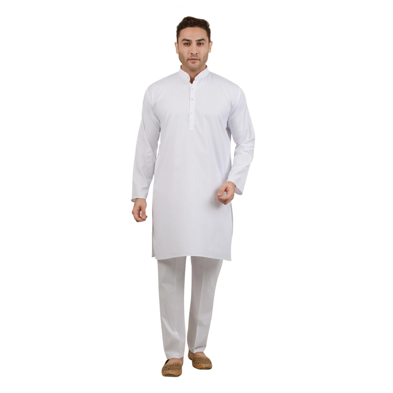 Cotton Kurta and Pant Set in Pure White
