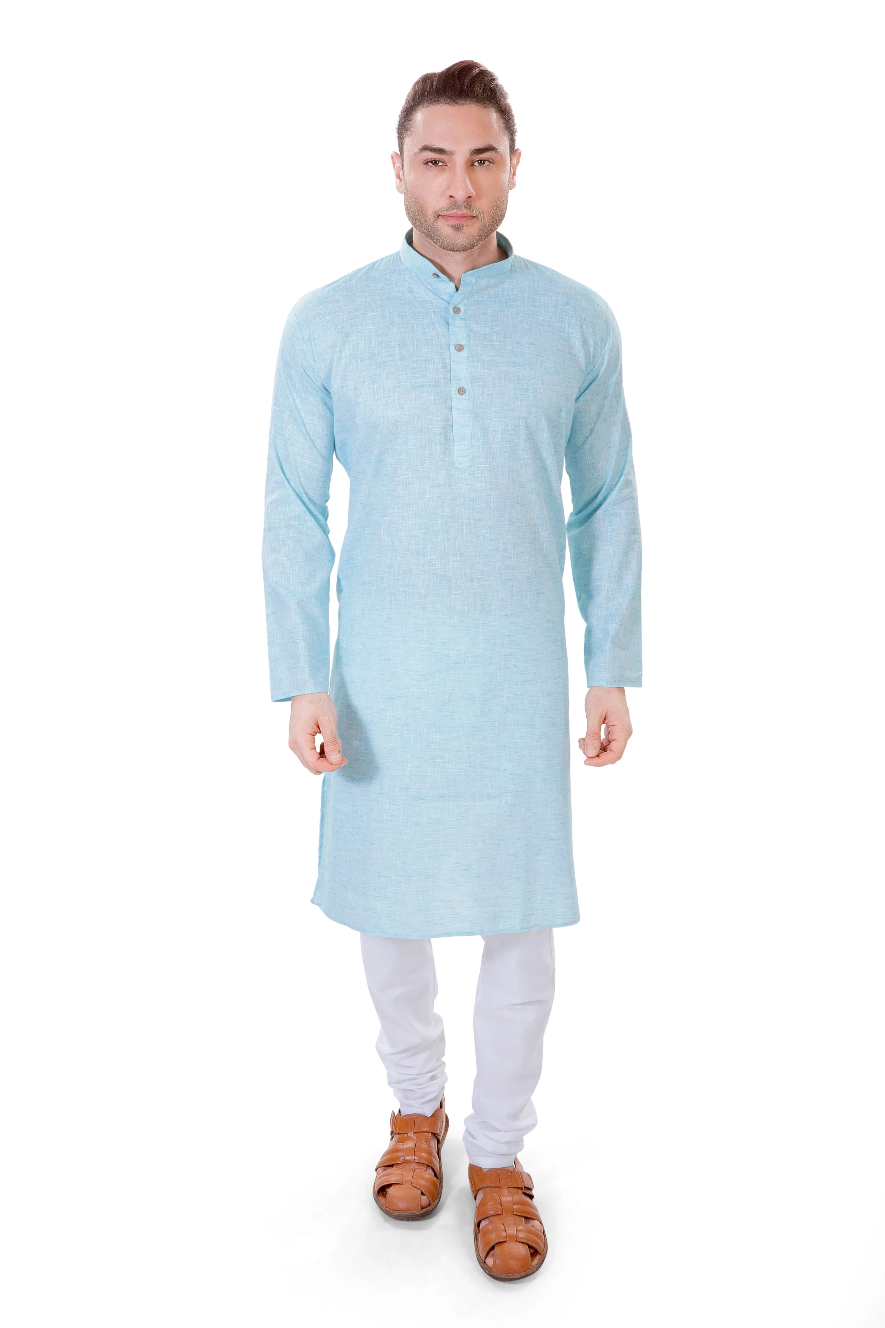 Cotton Linen Kurta in Blue - Image 21