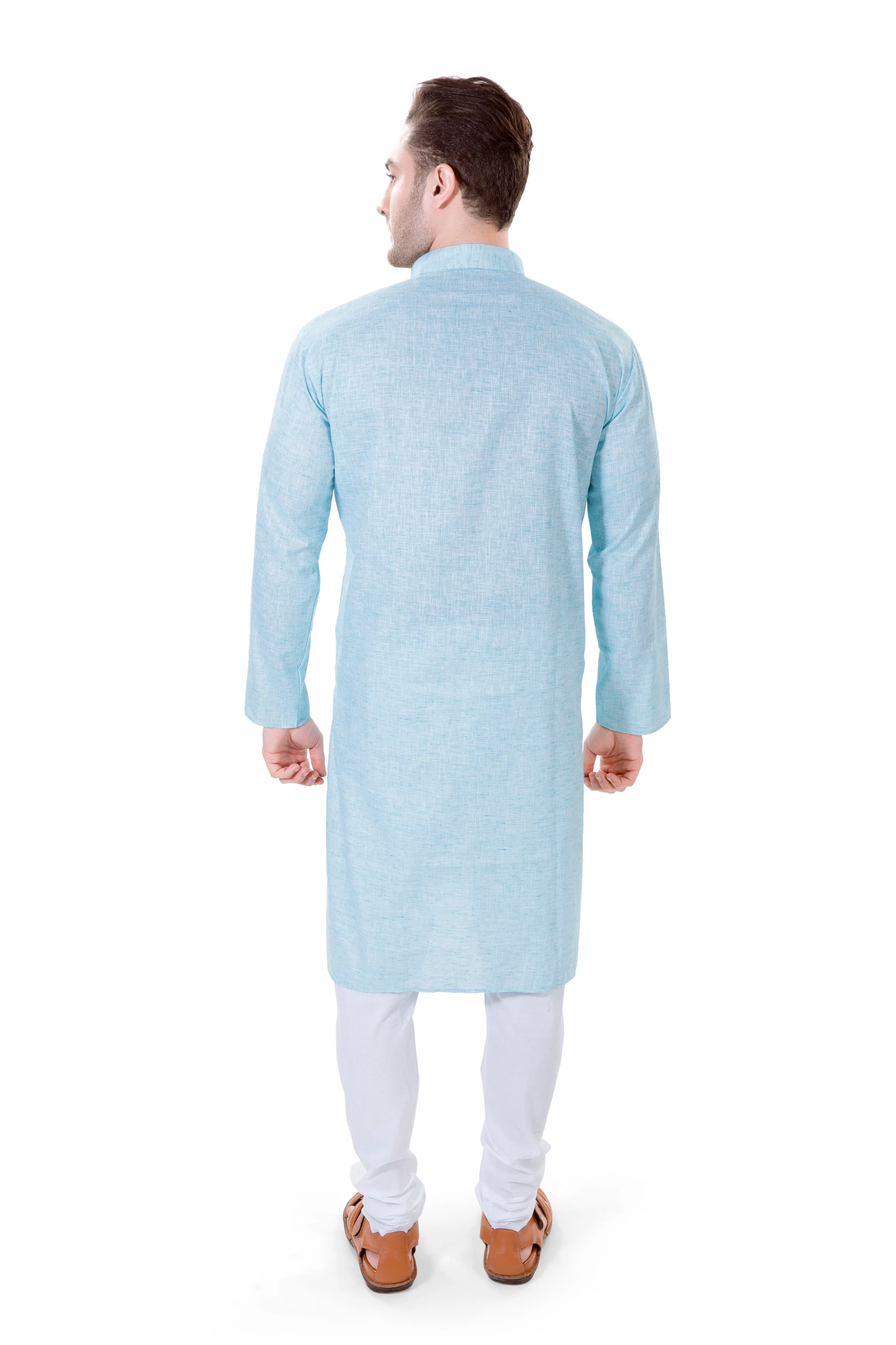 Cotton Linen Kurta in Blue - Image 5