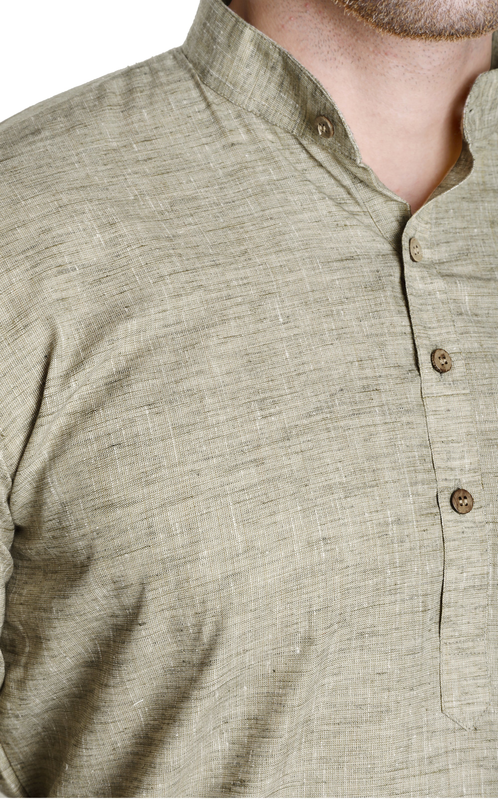 Cotton Linen Kurta in Green - Image 4
