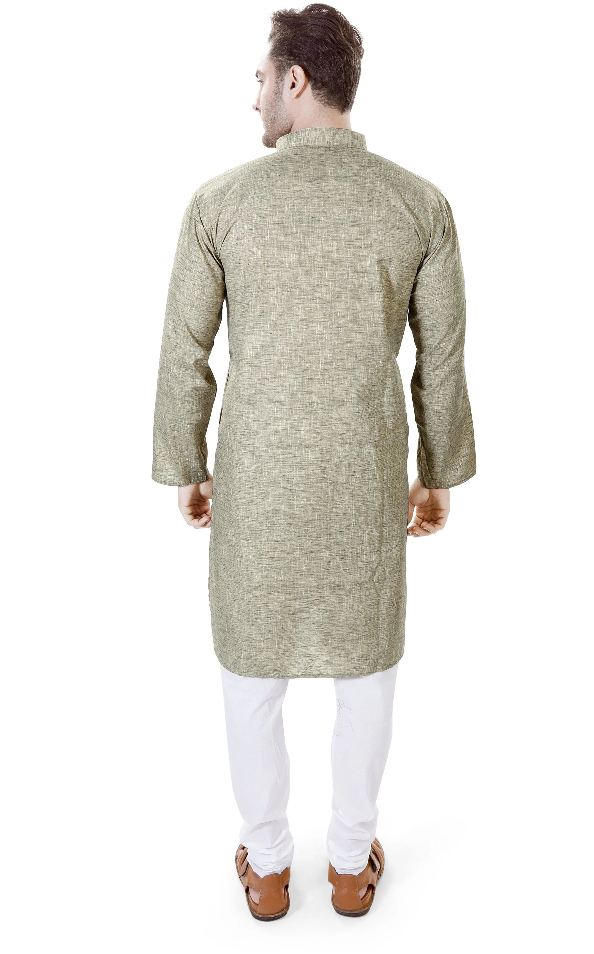 Cotton Linen Kurta in Green - Image 5