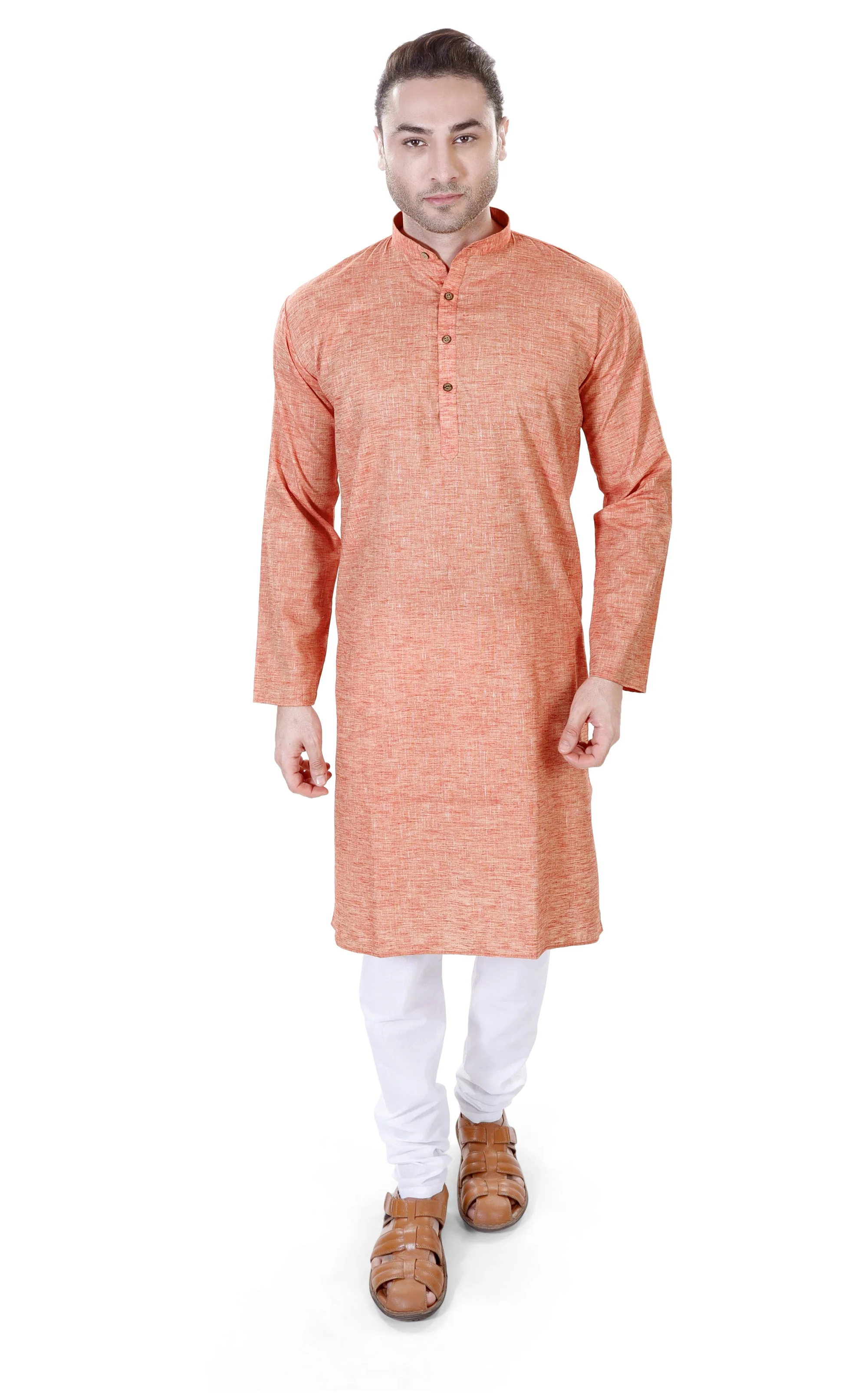 Cotton Linen Kurta in Orange