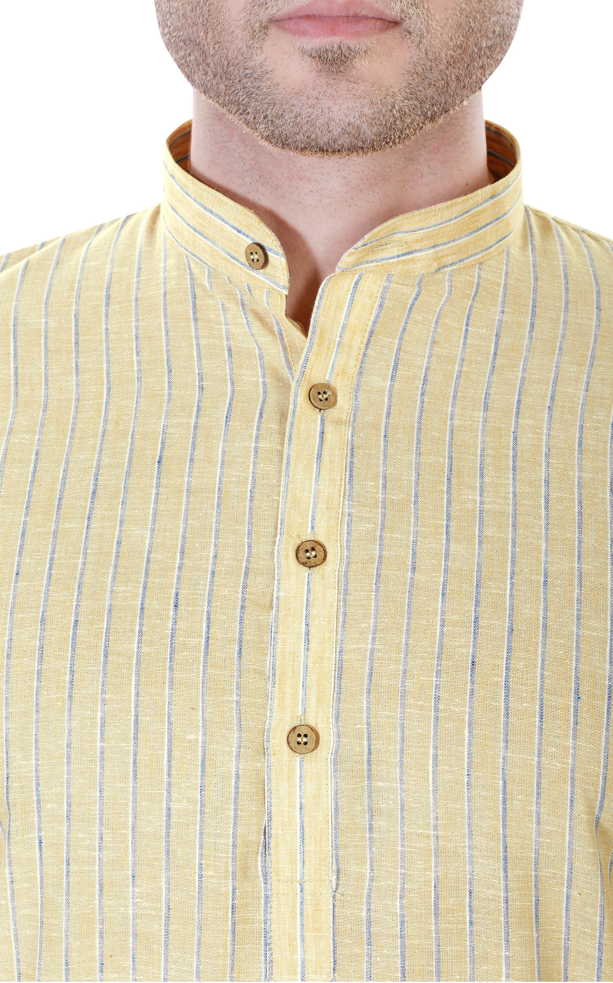 Cotton Linen Kurta in Yellow - Image 4
