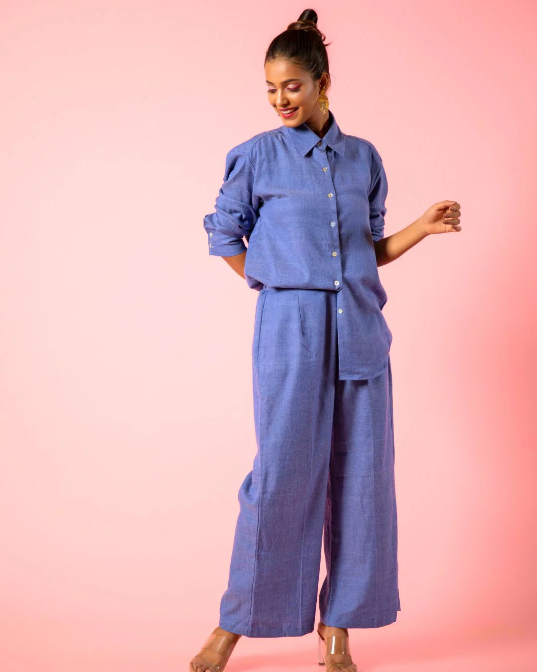 Cotton Two Piece Denim Blue Coord Set - Image 3