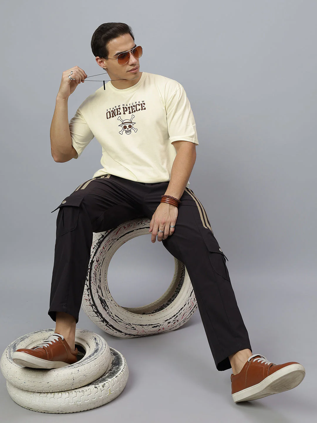 CRAZYBEE Anime Off-White Oversize T-shirt -ONE PIECE - Image 3