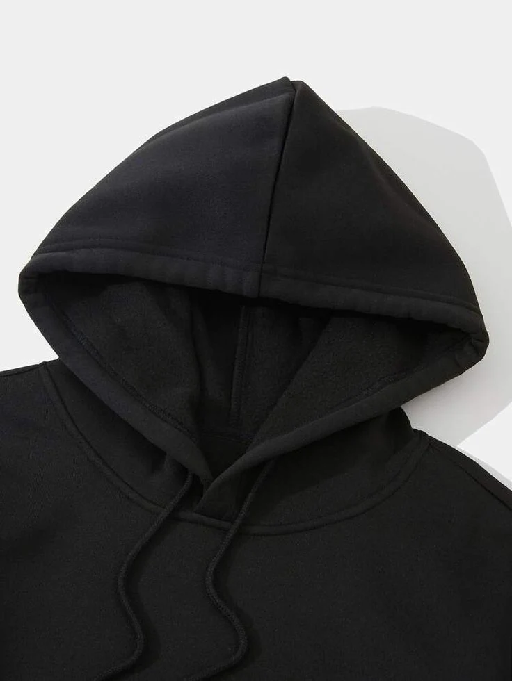 Crazybee Fleece Hoodie For men > Plain Black Hoodie - Image 4