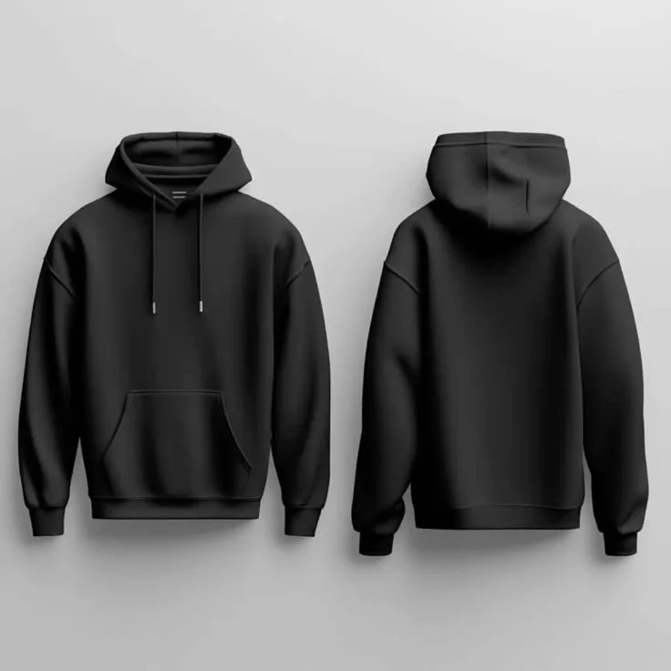 Crazybee Fleece Hoodie For men > Plain Black Hoodie - Image 6