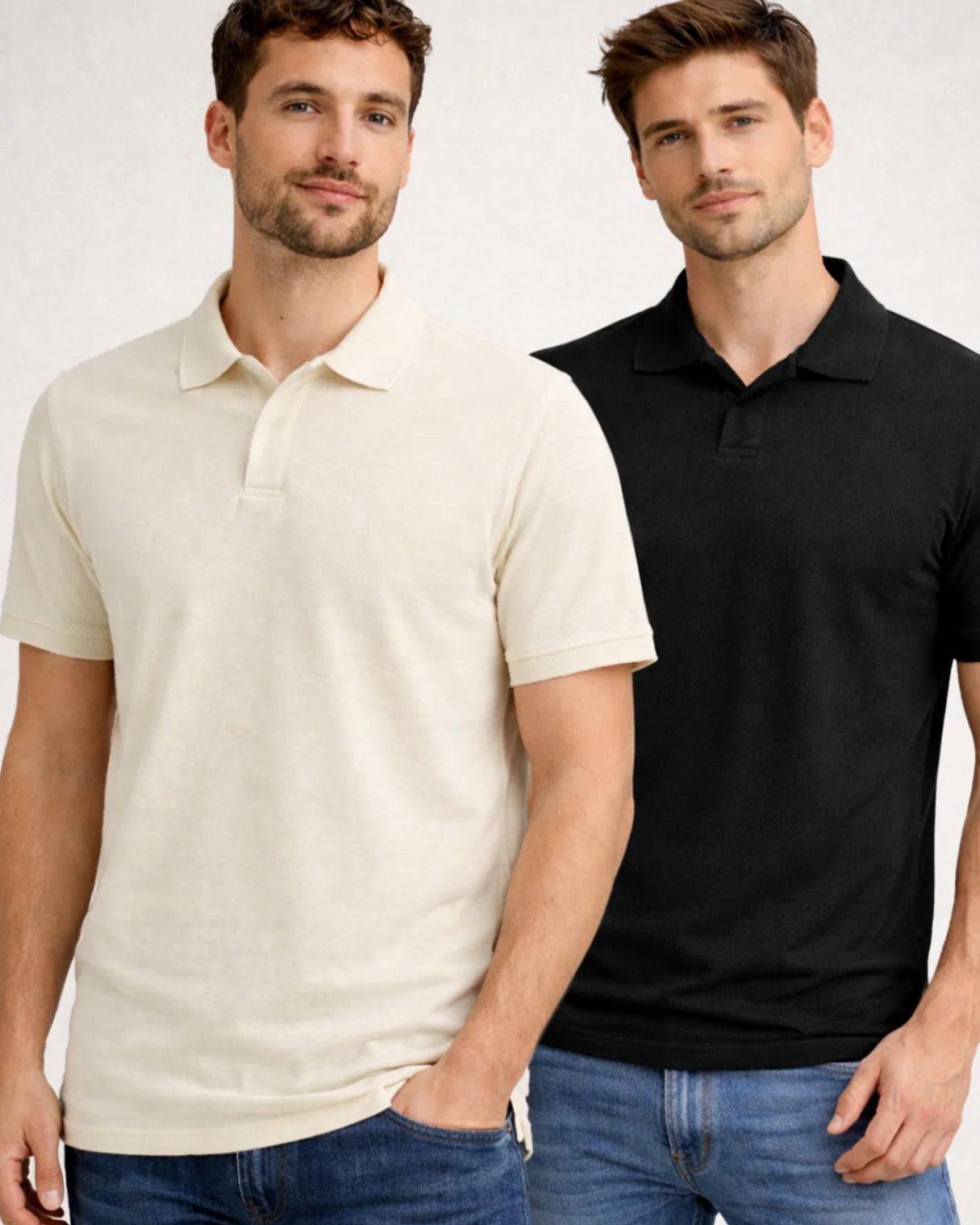 Crazybee - Pack of 2 Polo > Black + Off White Collar