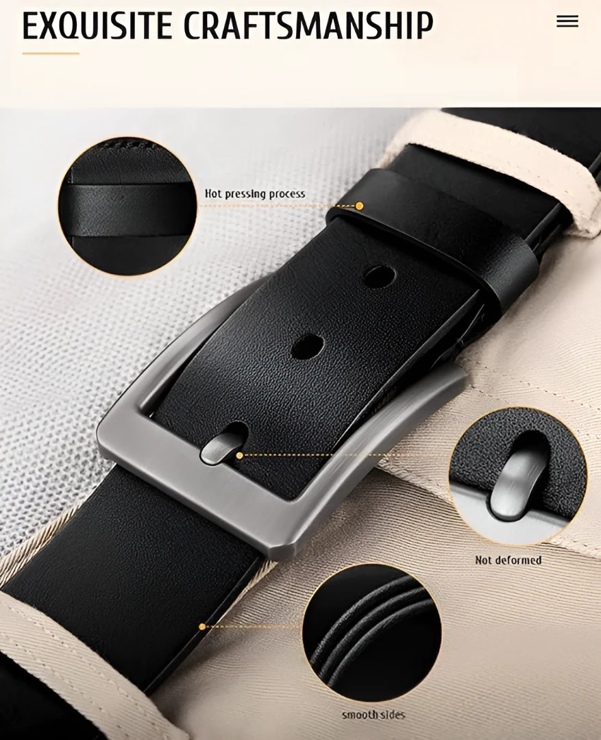 Creature Formal/Casual Black Color Genuine Belts For Men (Length- 46 inches||40MM||BL-042-BLK) - Image 2