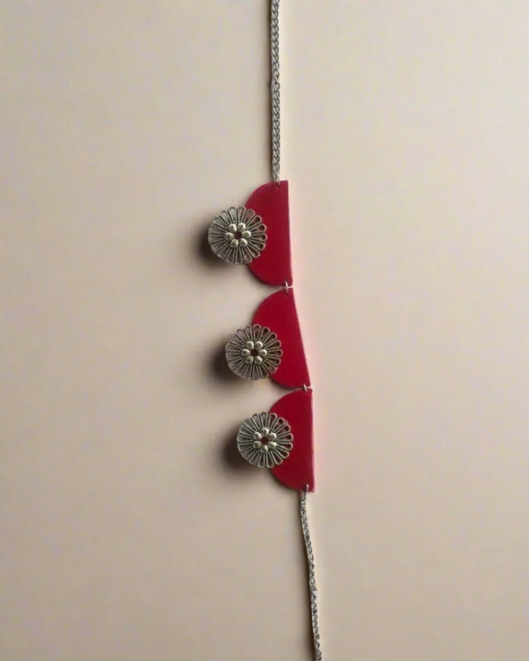 Crimson Oxidised Silver Choker