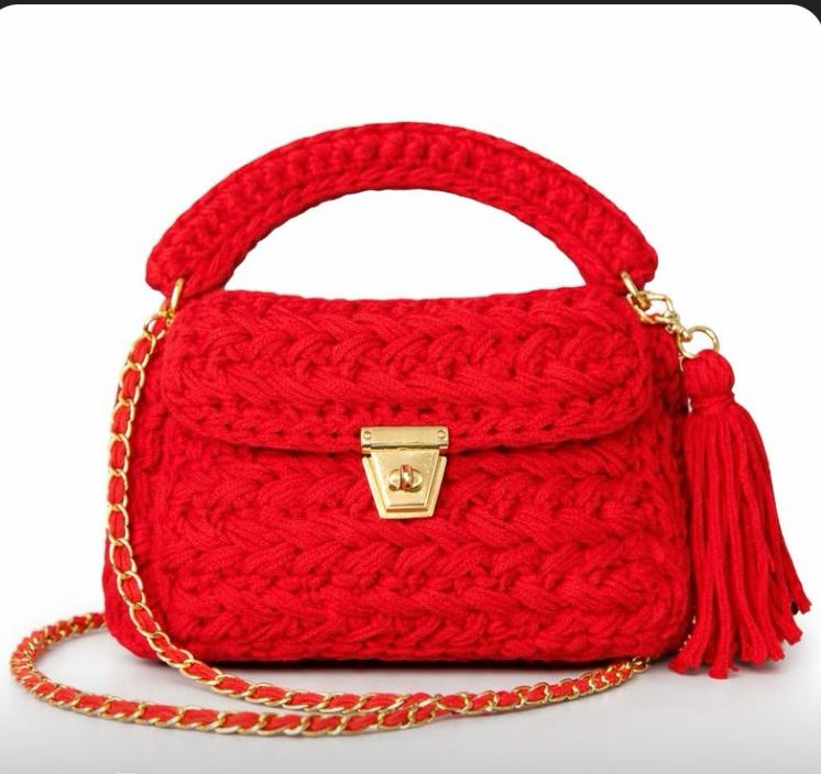 Crochet Handbag Red - Image 3