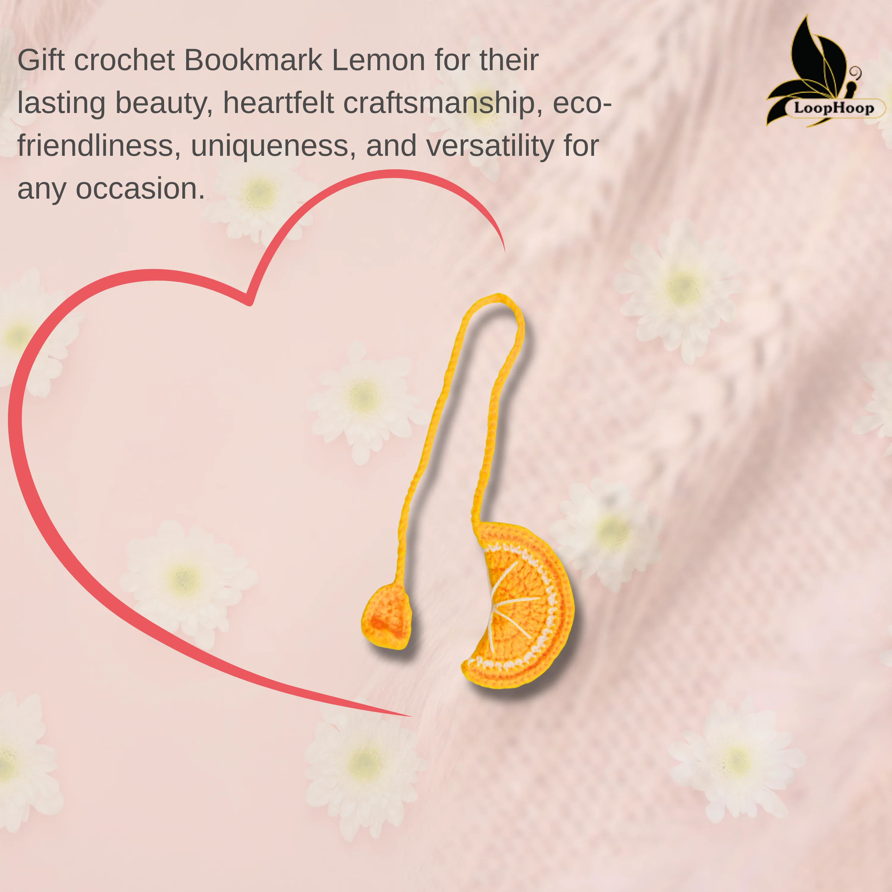 Crochet Handmade Lemon Bookmark (1 steam) - Image 4