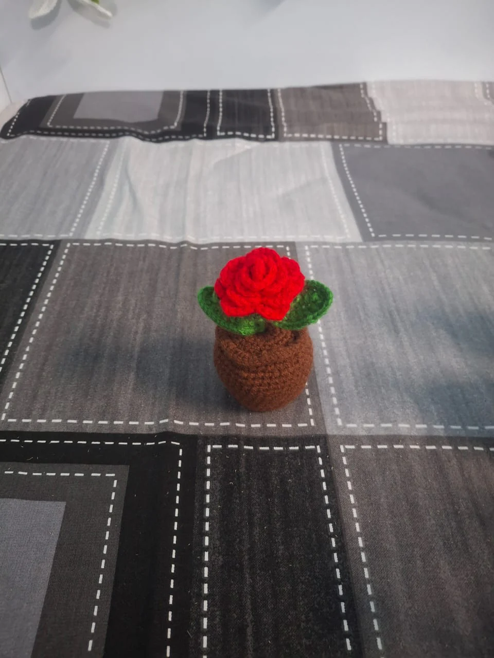 Crochet Handmade Red Rose Pot - Image 6