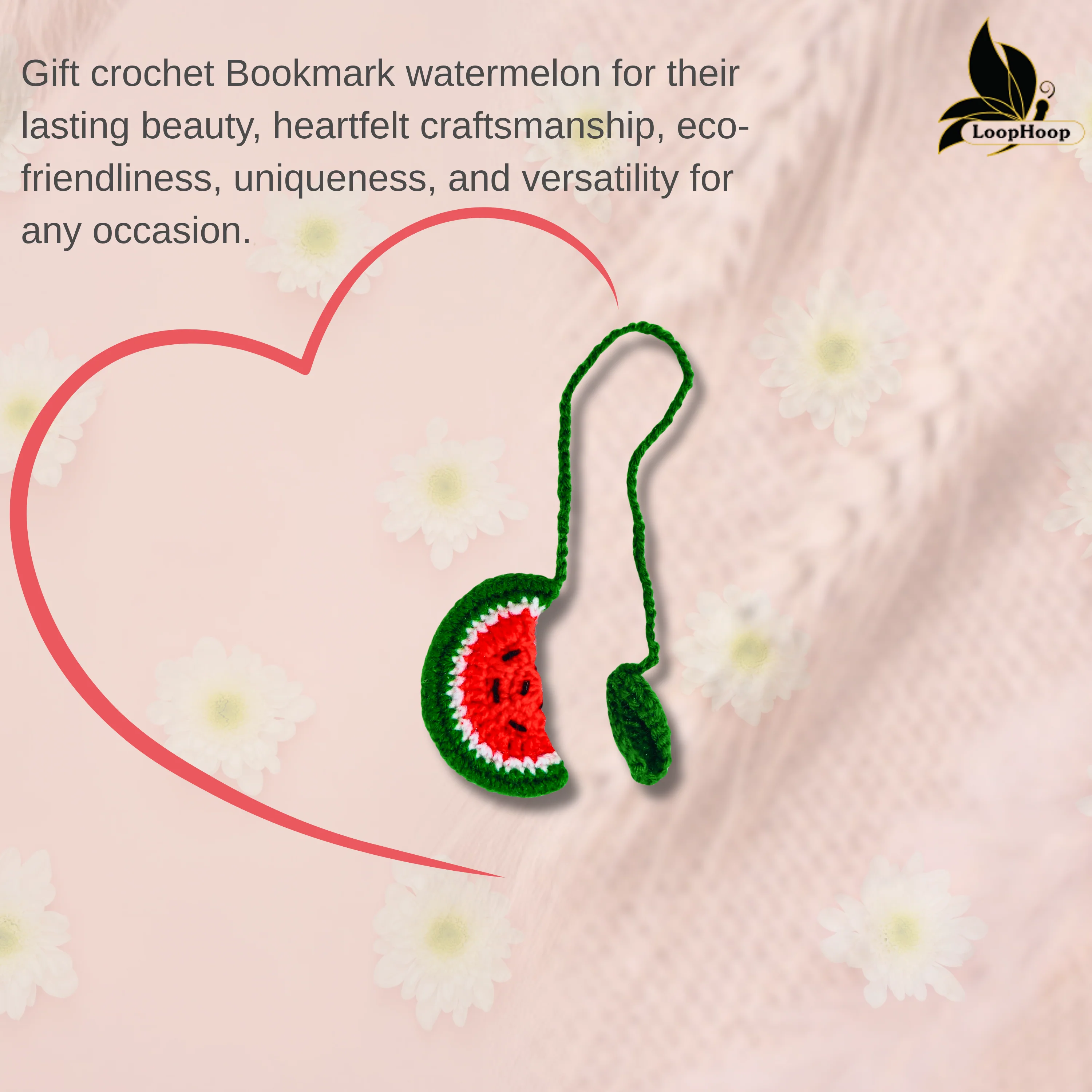 Crochet Handmade Watermelon Bookmark (1 steam) - Image 4