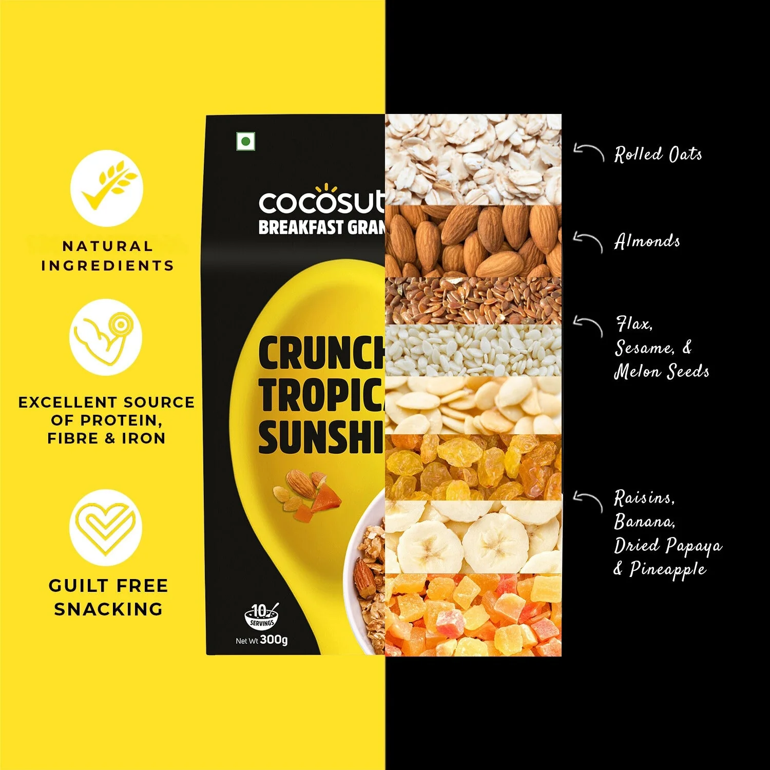 Crunchy Tropical Sunshine Breakfast Granola | Box of 2 | 300 g each - Image 5