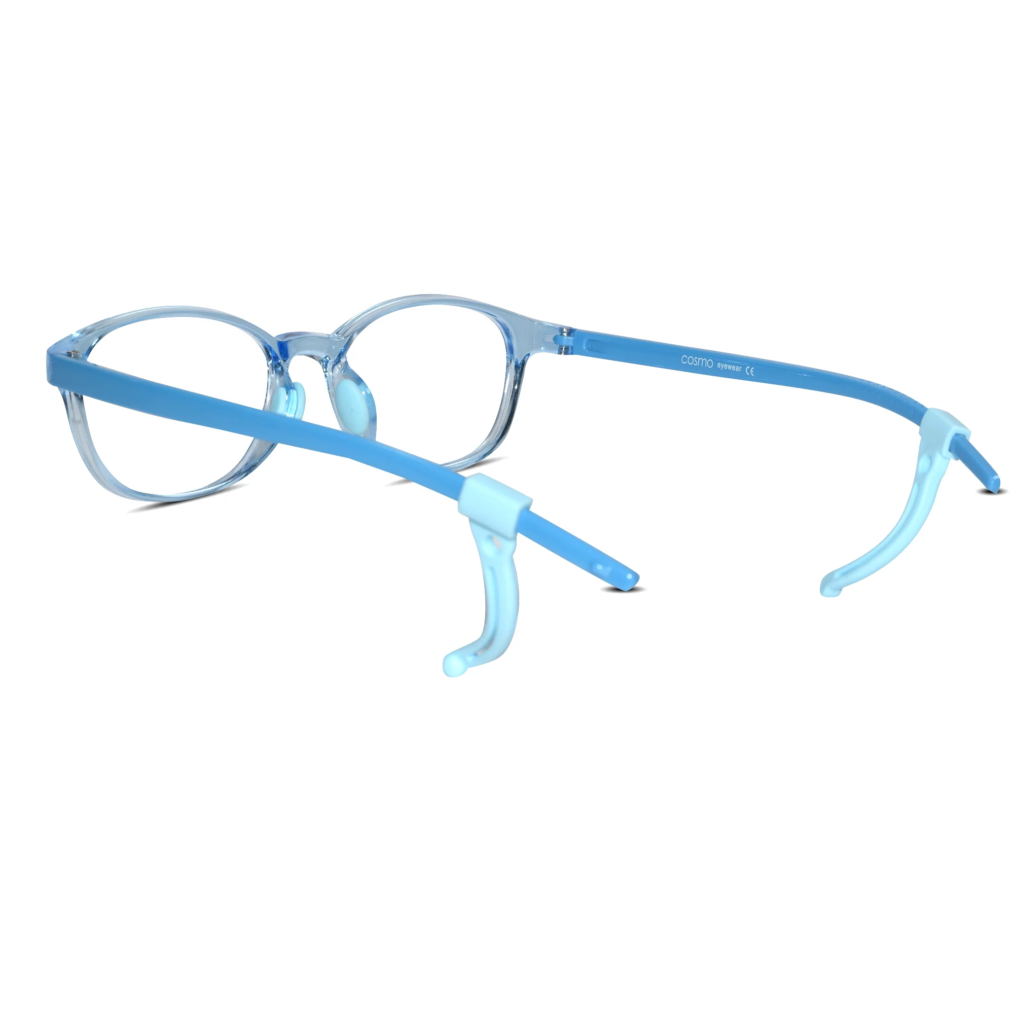 Crystal Blue Rectangular Full Rim Anti Grip Eyeglasses for 5-8 Yrs - Image 3