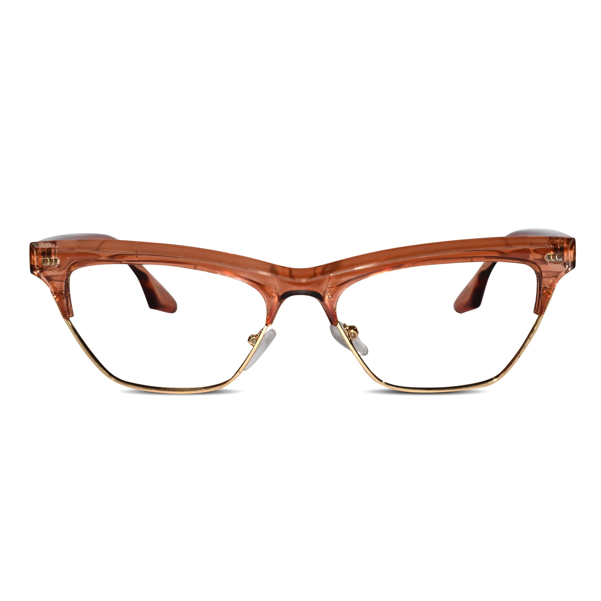 Crystal Brown with Golden Cat eye Eyeglasses - Image 2
