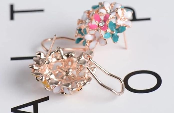 Crystal Flower Clover Stud Earrings For Women And Girl (Black & White And Multicolour) - Image 4