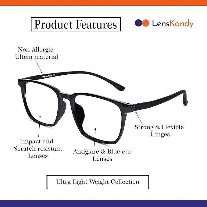 Crystal Grey Full Rim Rectangle Eyeglasses For Men & Women - Image 4