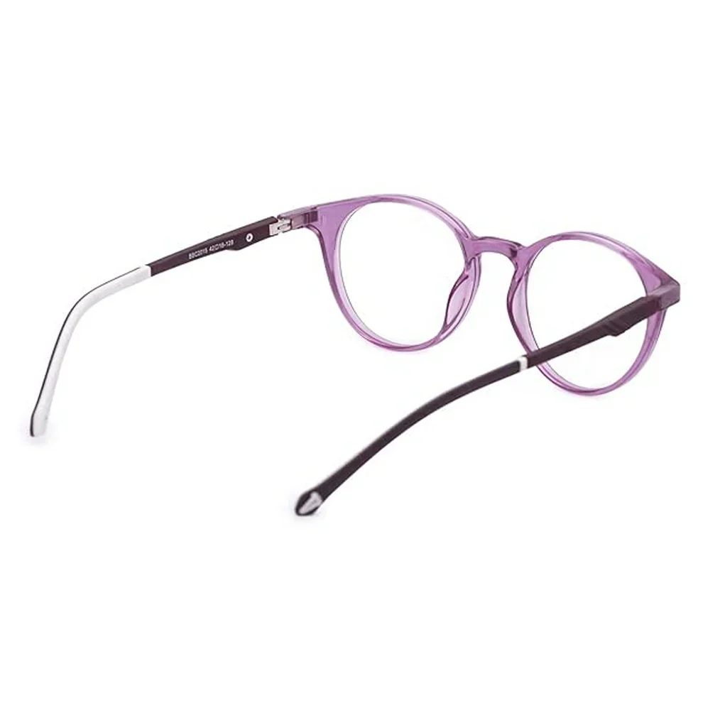 Crystal Pink Round Full Rim Clip On Eyeglasses For Kids - Image 3