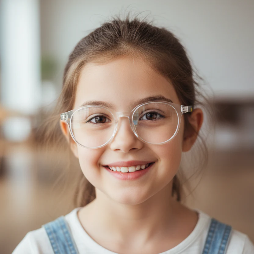 Crystal Transparent Round Eyeglasses For 5-10 Yrs Kids