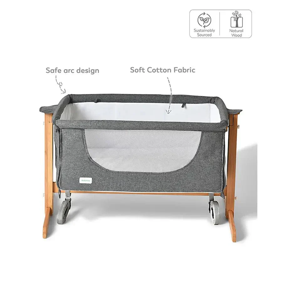 Cuddle Rocking Bedside Crib Natural Wood - Image 2