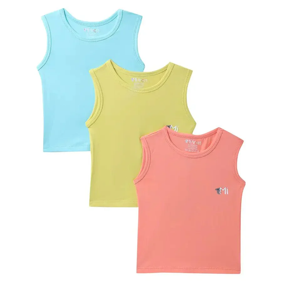 Cuddle Unisex Sky Spandex Baby Vests Set (Pack Of 3)