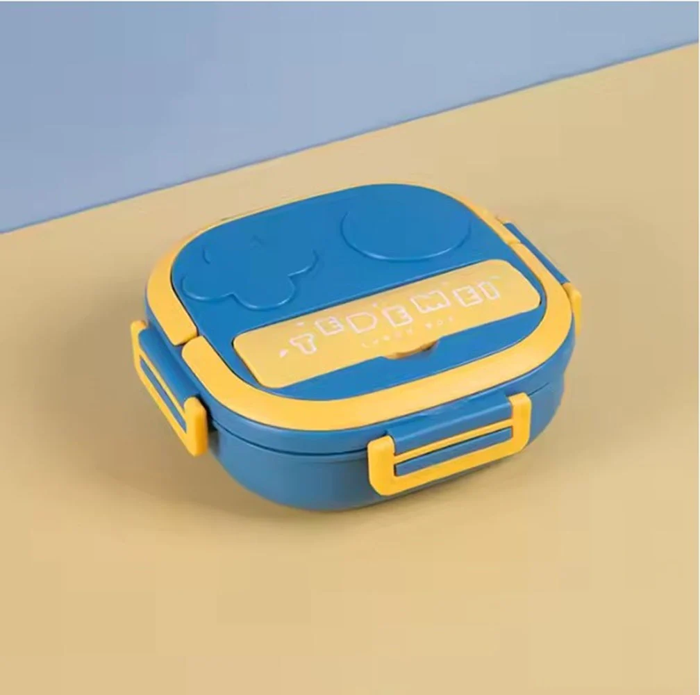 CuddleNest Bento Lunch Box for Kids – Stainless Steel 3-Compartment Lunch Set with Spoon & Fork | Colorful, Leakproof, BPA-Free, Dishwasher Safe | Ideal Tiffin for School Children - Image 2